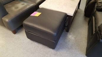 Black Faux Leather Square Ottoman