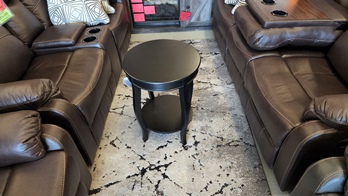 Black Round End Table