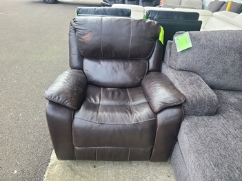 Barcalounger Jones Dark Brown Leather Dual Power Rocker/Recliner (blemishes on seat & back)