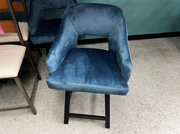 Ashley Blue Velvet Upholstered 24-Inch Swivel Barstools (set of 2)