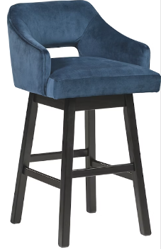 Ashley Blue Velvet Upholstered 24-Inch Swivel Barstools (set of 2)