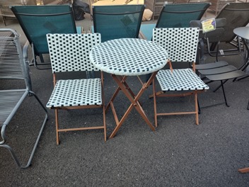 Outdoor Round White & Blue Folding Bistro Set