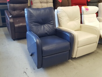 Great Leisure Valencia Sapphire Blue Leather Pushback Swivel Recliner