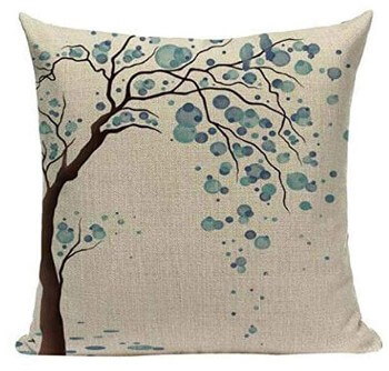 Light Blue Tree Fabric Throw Pillows (set of 2)