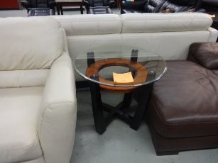 Bassett Black & Copper Finish Side Table with Glass Top