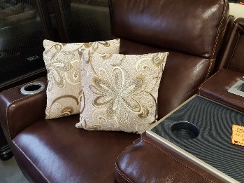 Shimmering Brown Throw Pillows with Floral Accents (set of 2)