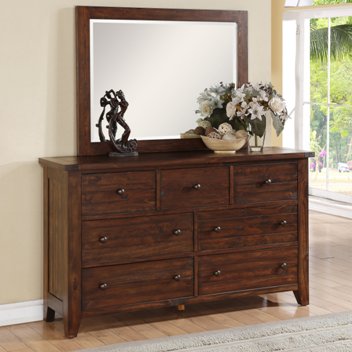 Modus Cally Rustic Mocha 7-Drawer Dresser with Mirror