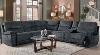 Homelegance Columbus Charcoal Fabric 6 Piece Reclining Sectional with Console