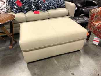 Sassari Chalk Leather Rectangular Storage Ottoman