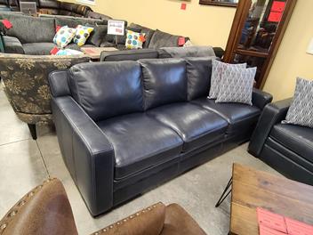 Simon Li Chanton Dark Blue Leather Sofa