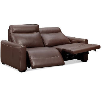Chateau Dax Chocolate Italian Leather Power Reclining Sofa with Contrast Stitching