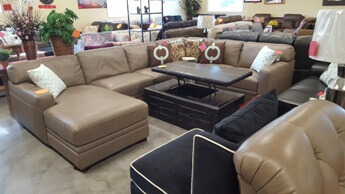 Chateau Dax Taupe Italian Leather 3-Piece Sectional with Left-Hand Chaise