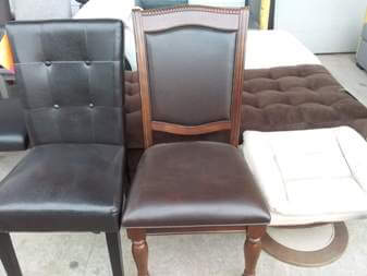 Homelegance Cherry Finish Side Chair with Dark Brown Faux Leather Upholstery & Carved Accents