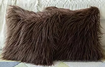 Chocolate Brown Faux Fur Throw Pillows (set of 2)