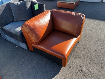 Cognac Leather Corner Chair