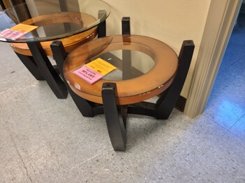 Bassett Black & Copper Finish Side Table with Small Glass Top