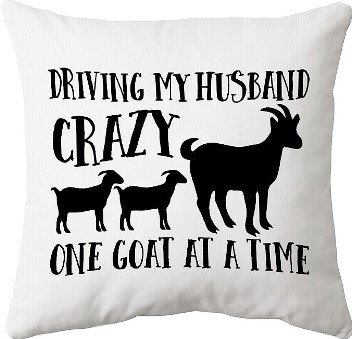 DRIVING HUSBAND CRAZY GOAT Fabric Throw Pillow