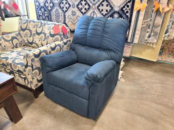 Ashley Blue Microsuede Recliner