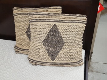 Ashley Woven Charcoal & Beige Diamond Throw Pillows (set of 2)