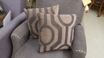 Light Brown Throw Pillows with Black Line Accents (set of 2)