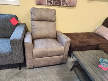 Ebello Light Mocha Microsuede Swivel Recliner