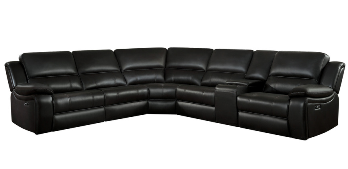Homelegance Falun Dark Brown Leather Gel Match 6-Piece Power Reclining Sectional with Console
