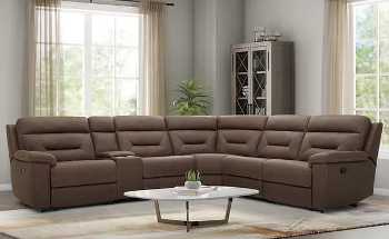 Jason Furniture Fletcher Brown Microsuede Manual Reclining 6-Piece Sectional