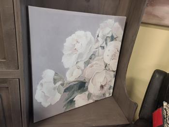 Large Flowers Neutral Grey Wall Art