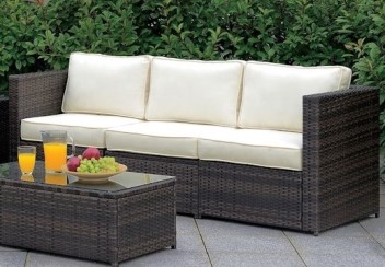 Furniture of America Espresso PVC Wicker Outdoor 3-Piece Sofa