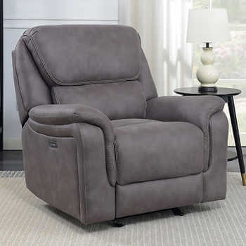MStar Gates Charcoal Microsuede Power Glider/Recliner with USB