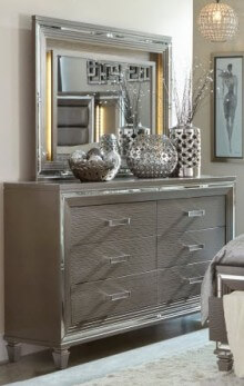 Homelegance Glamorous Charcoal Mirror with LED Lighting