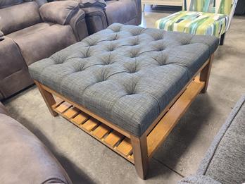 Charcoal Upholstered Coffee Table with Tufted Accents