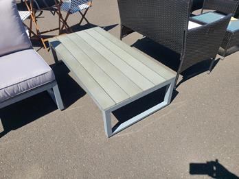 Stanley Ranger Outdoor Grey Metal Coffee Table with Wood-Look Top