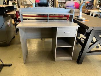 Grey Wood-Look Desk with Storage 