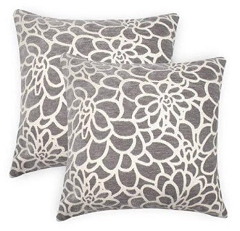 Plush Silver Floral Throw Pillows (set of 2)