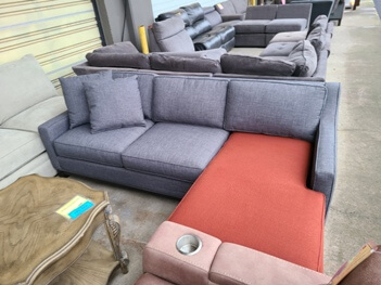 Jonathan Louis Bennett Charcoal & Russet Two-Tone Reversible Chaise Sofa