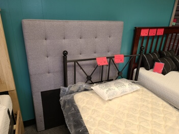 Grey Fabric Twin Headboard