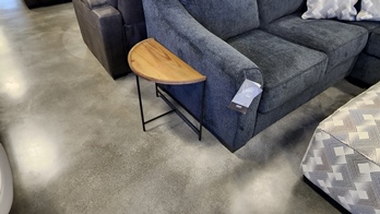 Half-Round End Table with Metal Base