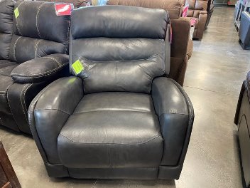 Home Meridian Charcoal Leather Power Recliner with Power Adjustable Headrest & USB