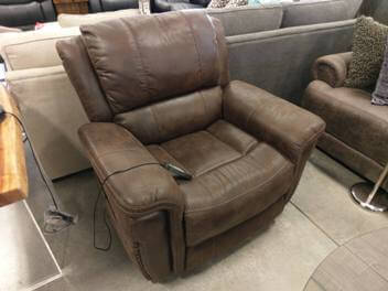 Home Meridian Dark Brown Microsuede Power Recliner with Heat & Massage