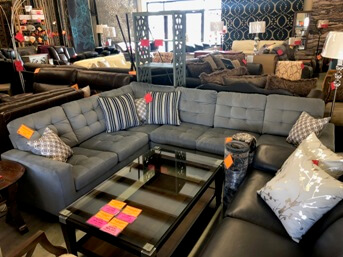 Homelegance Lantana Light Grey Sectional with Nailhead Trim
