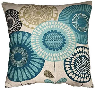 Ivory & Teal Medallions Floral Throw Pillows (set of 2)