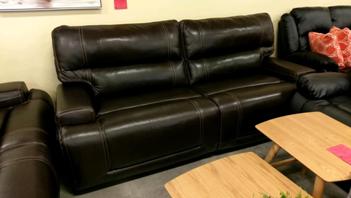 Jason Furniture Merrill Dark Brown Leather Power Reclining Sofa with Adjustable Headrest & Lumbar