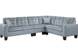 Homelegance Lantana Light Grey Sectional with Nailhead Trim