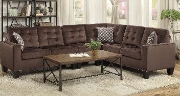 Homelegance Lantana Chocolate Sectional with Nailhead Trim