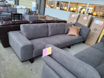 Laser Charcoal Squared Corner 2-Piece Sofa