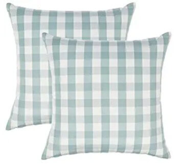 Light Blue & White Plaid Throw Pillows (set of 2)