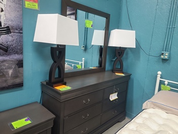Lihte Charcoal 6-Drawer Dresser with Mirror