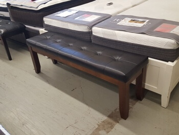 Homelegance Long Espresso Finish Bench with Dark Brown Faux Leather Upholstery