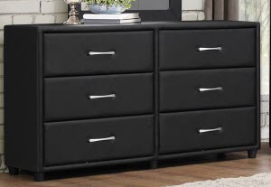 Homelegance Lorenzi Black Faux Leather 6-Drawer Dresser